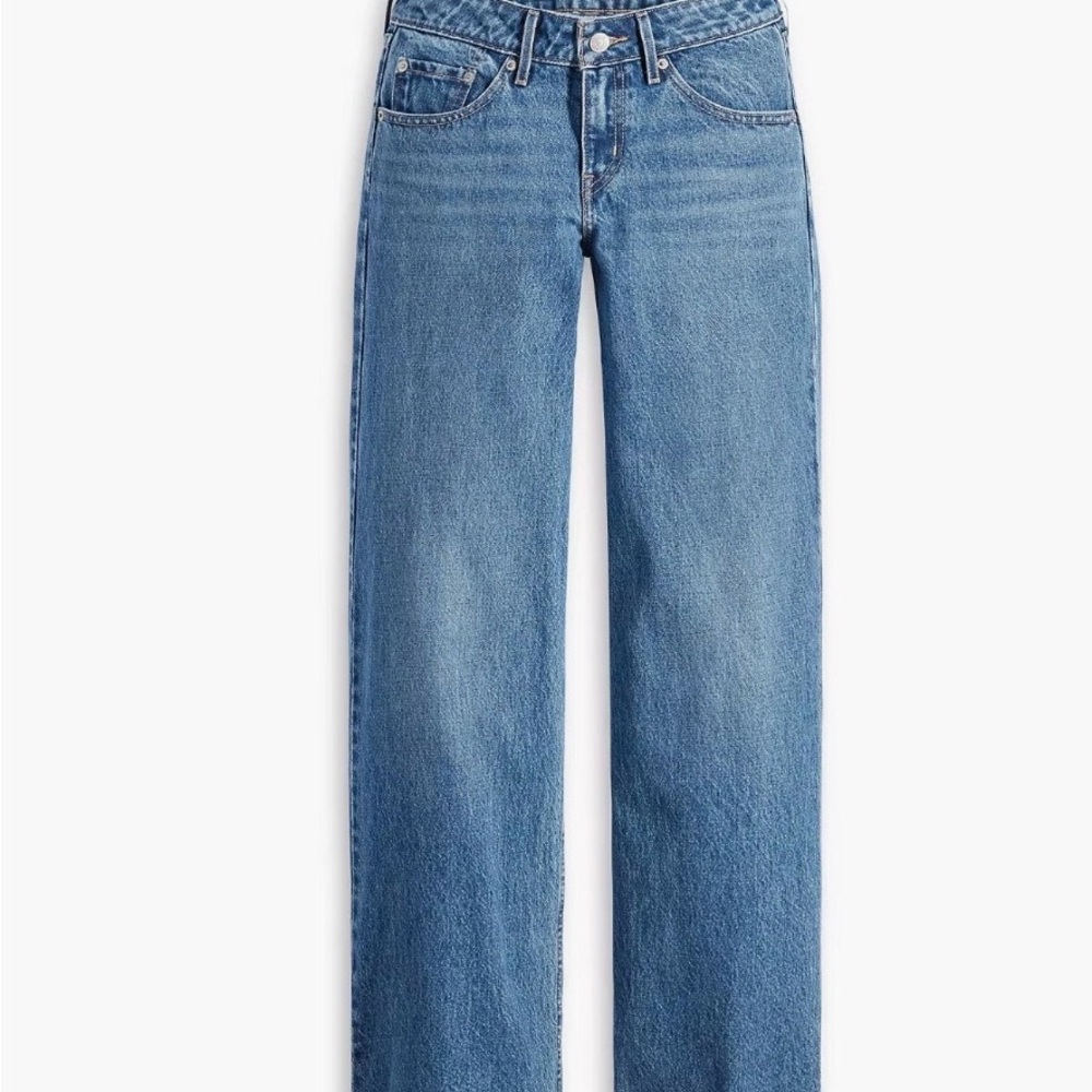 NWT Levi's Low Loose Women's Wide Leg Blue Jeans sz 28 by 32 medium wash